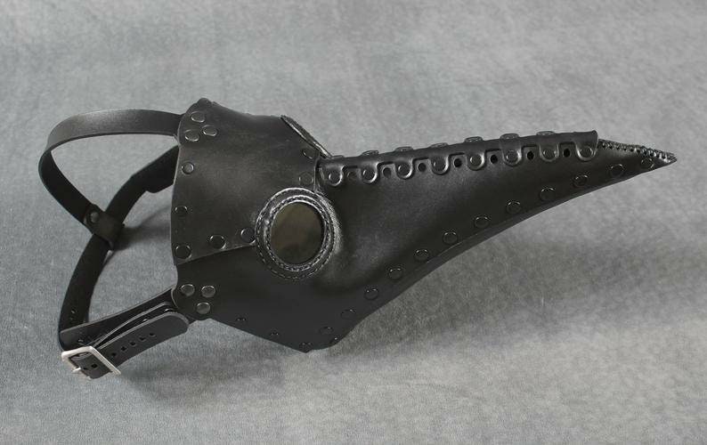 CoolChange Pestmaske – Schnabelmaske Für Pestdoktor Kostüm, PU Leder, Mit Sichtscheiben, Für Halloween & Steampunk