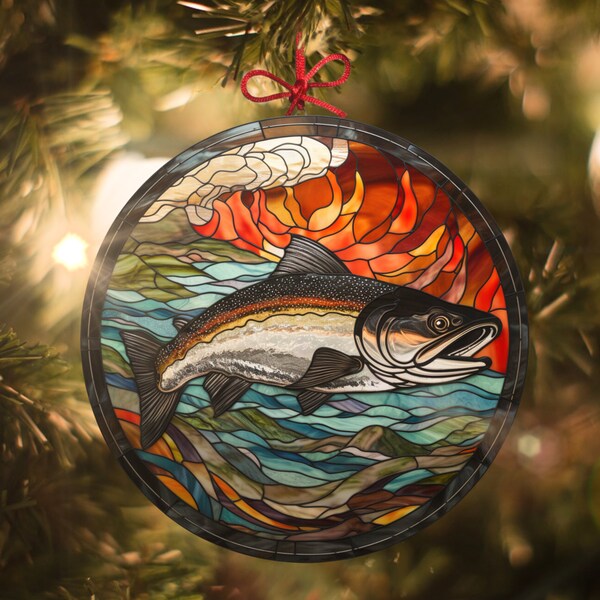 Steelhead Trout #1: Stained Glass Style Ornament