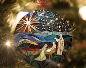 キリスト降誕：ステンドグラス風クリスマスオーナメント - 本物の