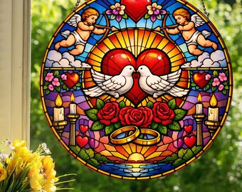 Sacred Hearts: Fensterbehang im Stained Glass Style