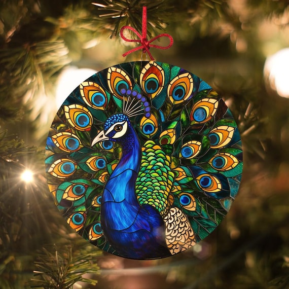 Ornamento per albero di Natale a forma di pavone maestoso