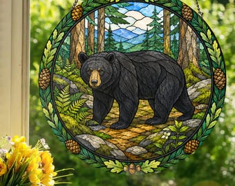 Schwarzer Bär: Glasmalerei-Fensterbehang