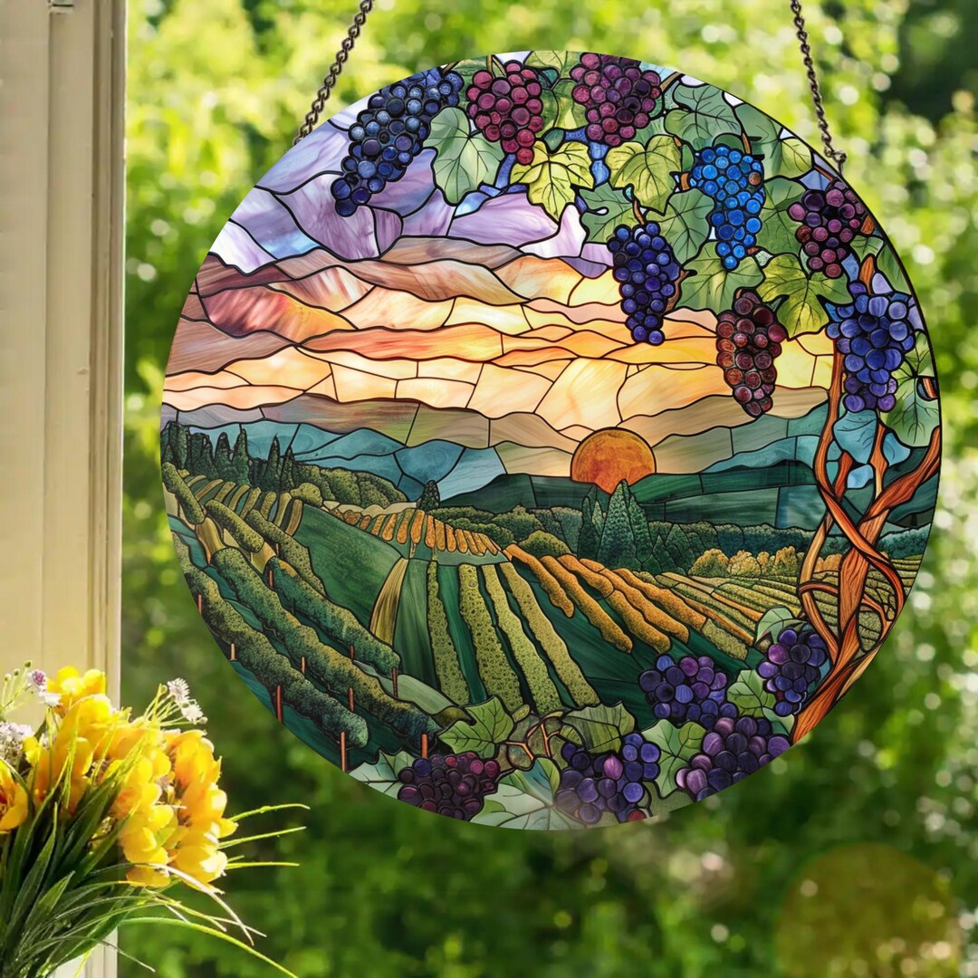 Napa Vineyard: Stained Glass Style Window Hanging - Etsy