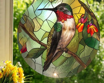 Hummingbird: Stained Glass Style Window Hanging