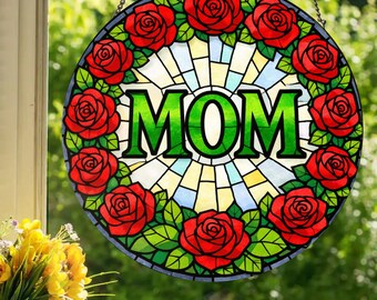 Muttertag - Rosy Mom: Fensterbehang im Stained Glass Style