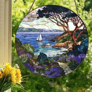 California Coast: Stained Glass Style Wall or Window Hanging