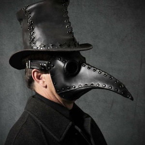 Masque Schnabel Plague Doctor en cuir choisissez la couleur image 5