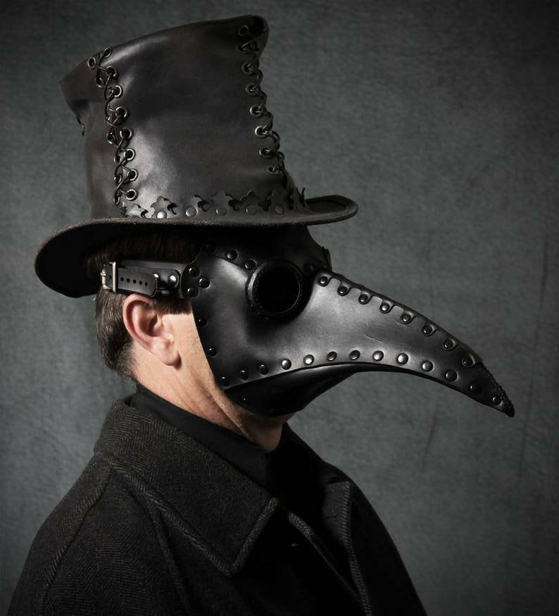 Masque Schnabel Plague Doctor en cuir choisissez la couleur image 5