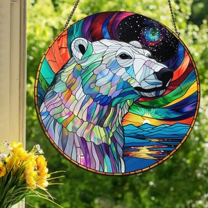 Polar Bear Stained Glass - Etsy Polar Bear Stained Glass - Etsy