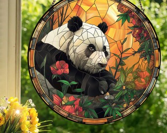 Panda Bear: Stained Glass Style Window Hanging - Etsy