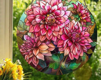 スワロフスキークリスタルクリア「ダリアの花」サンキャッチャー 38mm