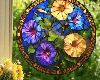Morning Glory: Stained Glass Style Wall or Window Hanging