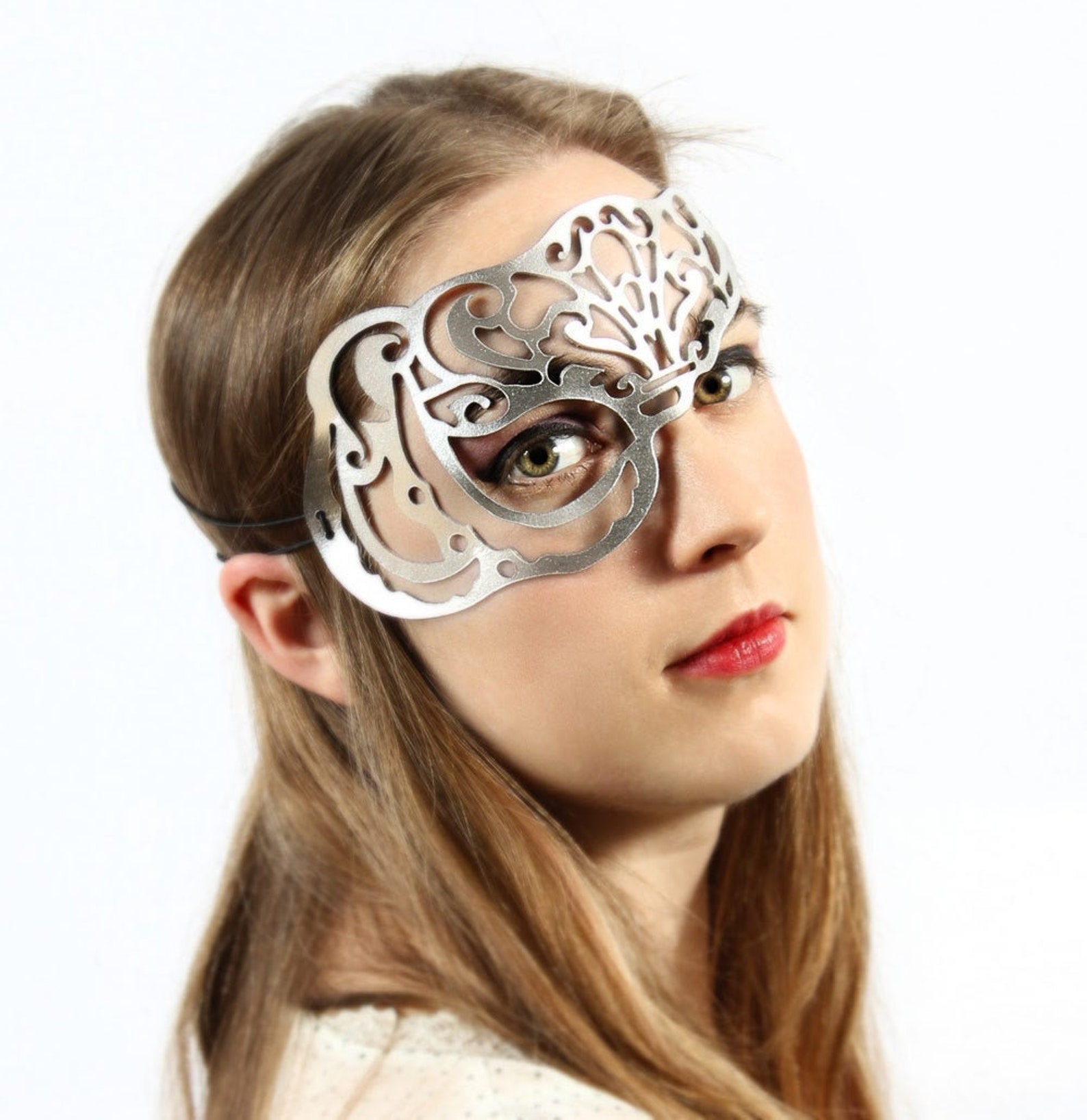 Vixen Leather Mask in Silver Etsy