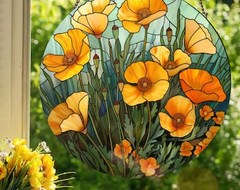 Amapolas de California: Vitrales colgantes para ventanas