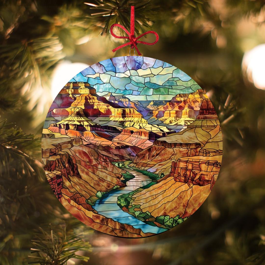 Grand Canyon National Park - Arizona: Stained Glass-Style Christmas Ornament - Made With Real Glass