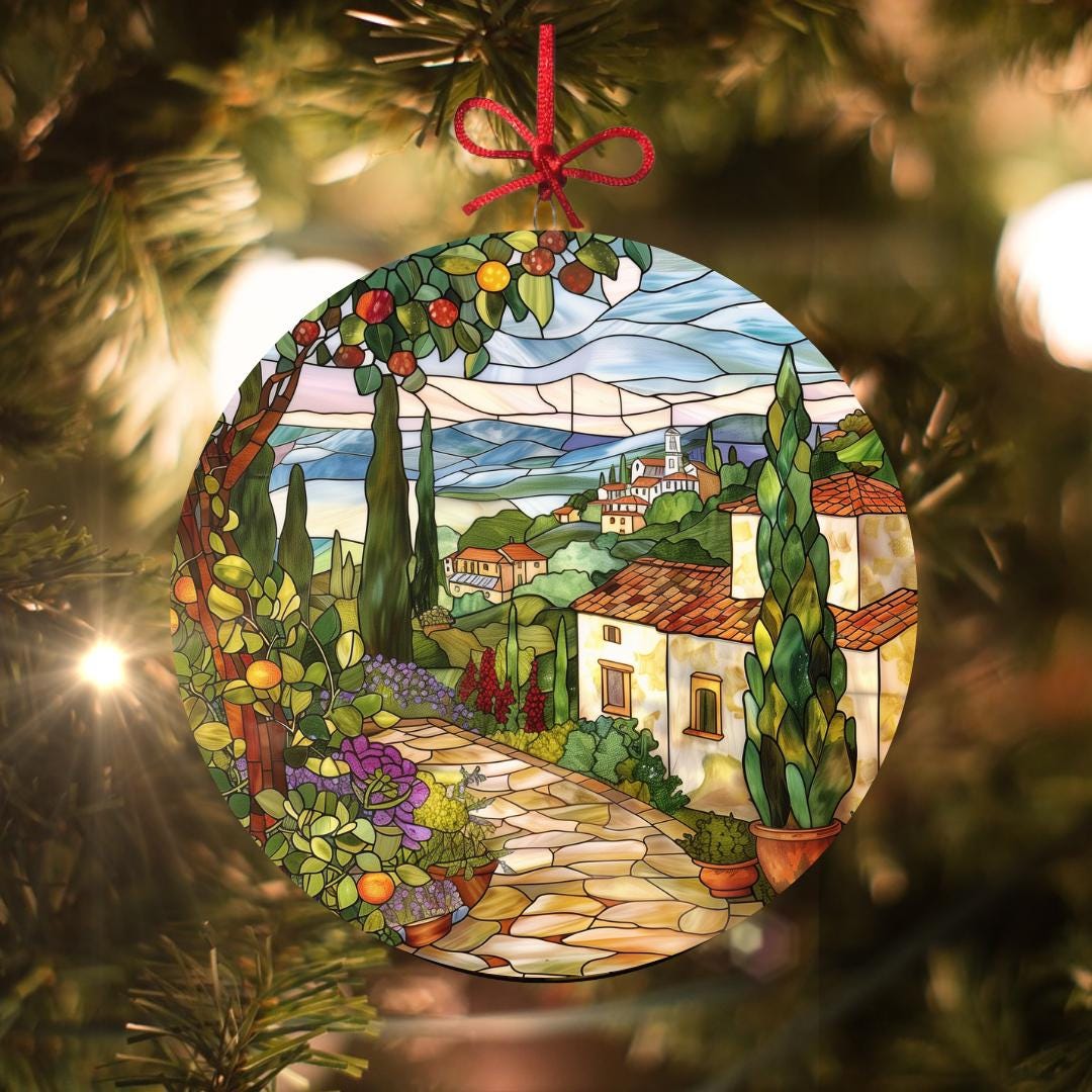 Italian Villa: Stained Glass-Style Christmas Ornament - Made With Real Glass