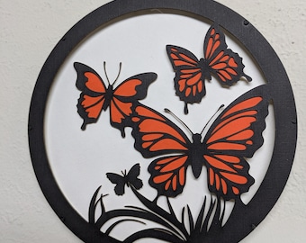 Dieser Artikel ist Umgezogen! Siehe Link unten !! Schmetterlinge: Scherenschnitt Kunst Wandbehang