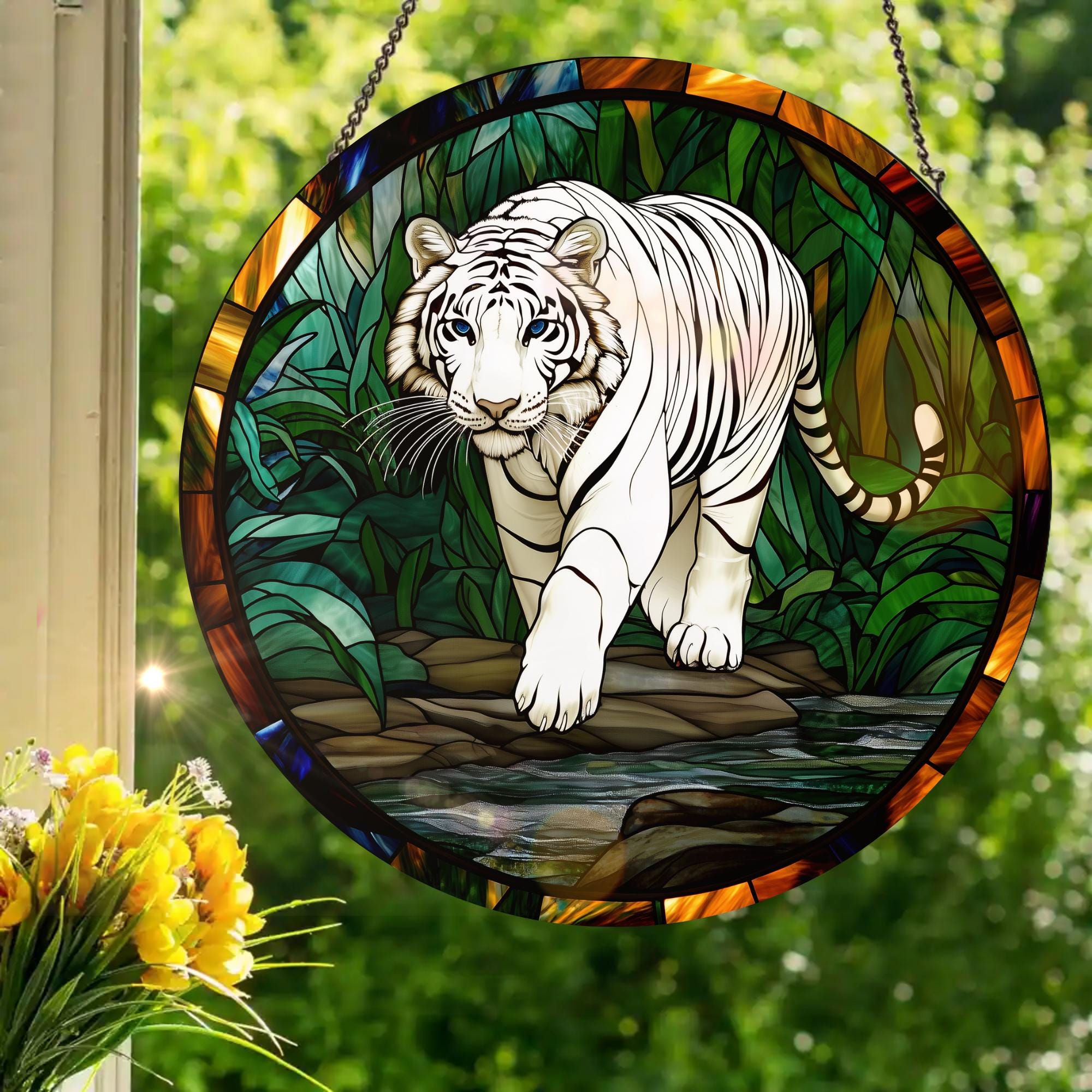 White Tiger: Stained Glass Style Window Hanging - Etsy