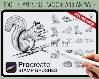 Woodland Animal Procreate Stamp Brushes - 100+ Stamps - 50+ Animals