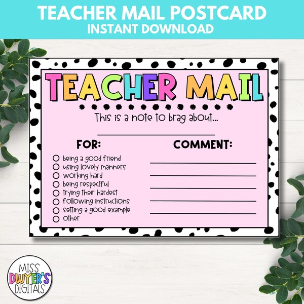 Happy Mail, Teacher Notes, Teacher Printable, Communication Notes, Teacher Stationary, School Postcards, Teacher Mail, Teacher Note