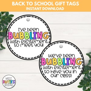 Bubbling with Excitement Gift Tag, Student Gifts From Teacher, 1st Day of School Printable, Back to School Teacher Gift Tag, Classmates Gift