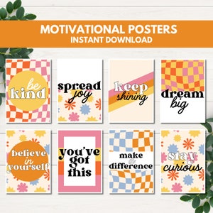 Classroom Posters, Classroom Decor, Retro Decor, Growth Mindset Poster, Classroom Door Decor, Bulletin Board Kit, Classroom Decoration