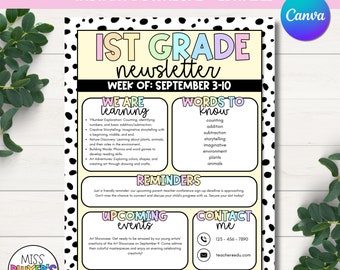 Classroom Newsletter Template, Back to School Flyer, Teacher Organization, Teacher Notes, Primary Newsletter, Parent Communication, Editable