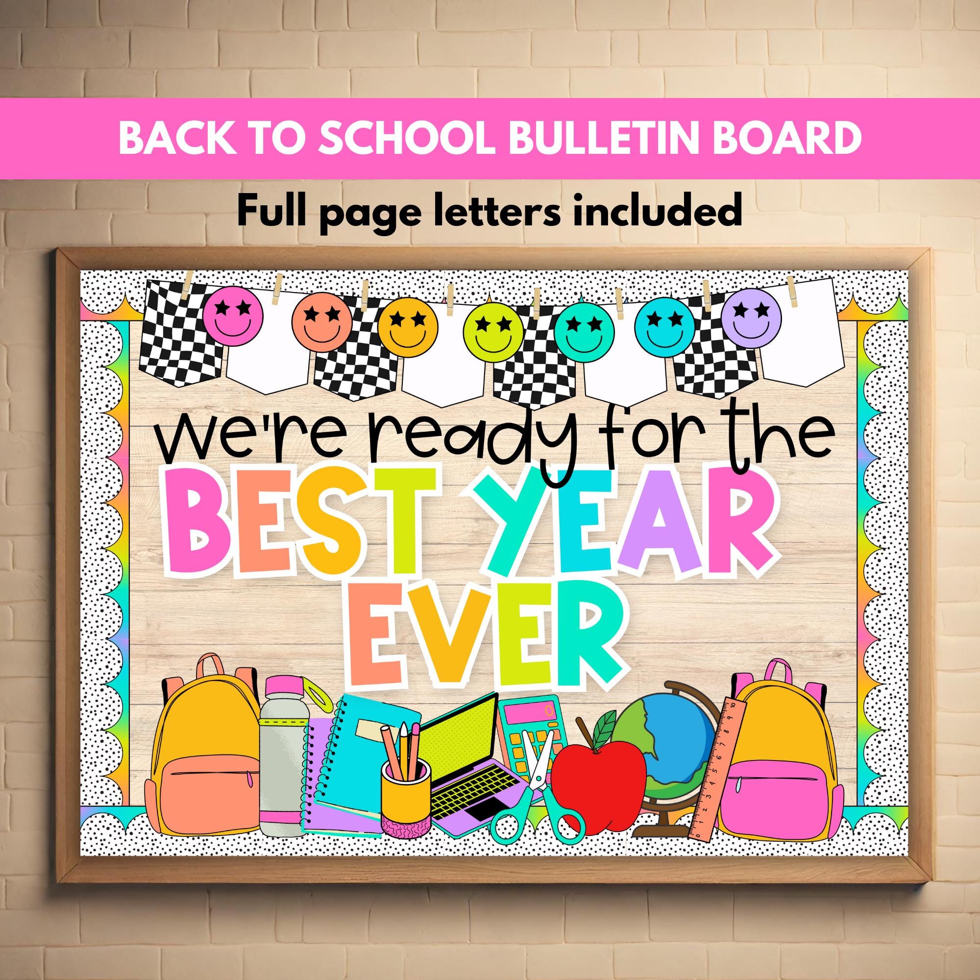 Welcome Back to School Bulletin Board Kit Retro Rainbow Classroom Decor Door Elementary Classroom Decoration Custom Bulletin Board Set