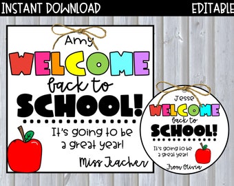 EDITABLE Welcome Back to School Apple Gift Tags | Student Gift | Teacher Gift | Friend Gift | Instant Download | Printable | First Day