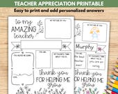 End of Year Teacher Gift Printable, All About My Teacher Worksheet From Student, Teacher Thank You Coloring Page, Teacher Appreciation Gift