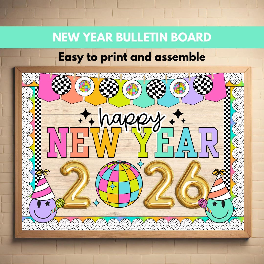 New Year Bulletin Board Kit Printable 2026 Classroom Decor January ...