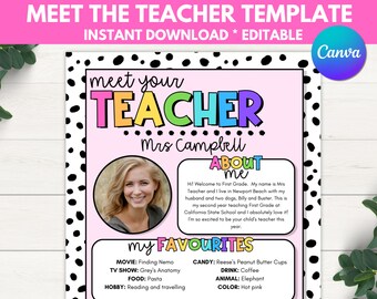 Rainbow Bright Meet the Teacher, Meet the Teacher Template, Meet the Teacher Editable, Teacher Resources, Teacher About Me, About My Teacher