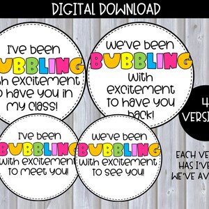 I'm Bubbling With Excitement Gift Tag Printable - Etsy