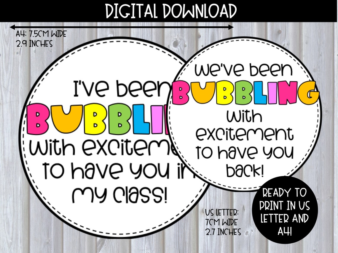 I'm Bubbling With Excitement Gift Tag Printable - Etsy