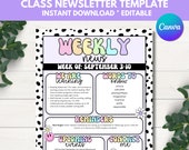 Newsletter Template, Back to School Flyer, Teacher Organization, Teacher Notes, Elementary Classroom Primary Newsletter, Monthly Newsletter