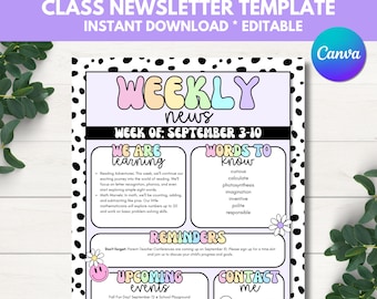 Newsletter Template, Back to School Flyer, Teacher Organization, Teacher Notes, Elementary Classroom Primary Newsletter, Monthly Newsletter