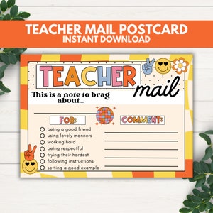 Cartão postal do professor, correio feliz, comportamento do aluno, comunicação com os pais, cartão de recompensa, recompensa em sala de aula, modelo de certificado, nota do professor para casa