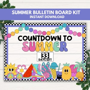 Summer Bulletin Board Kit Countdown to Summer Bulletin Board End of School Year Bulletin Boards, Classroom Door Decor, Bulletin Board Decor