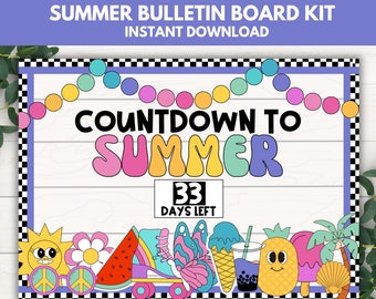 Summer Bulletin Board Kit Countdown to Summer Bulletin Board End of School Year Bulletin Boards, Classroom Door Decor, Bulletin Board Decor