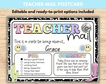 A Note From Your Teacher, Happy Mail From Teacher, Teacher Note, Teacher Report Card, Happy Note From Teacher Happy Mail, Teacher Postcard