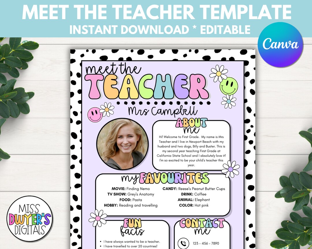 Retro Pastel Meet the Teacher Template, Teacher Resources, Teacher ...