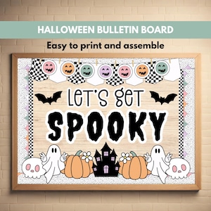 Retro Halloween Bulletin Board Kit Groovy Fall Door Decor Halloween Class Decorations Spooky Vibes Pastel Halloween Retro Class Theme
