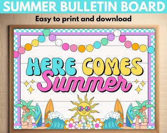 Summer Bulletin Board Kit Classroom Decor Bulletin Board Ideas Easy Bulletin Board Surf Summer Bulletin Board May Bulletin Board End of Year