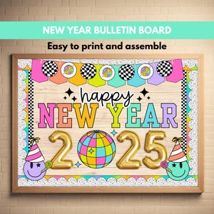 New Year Bulletin Board Kit January Bulletin Board Happy New Year 2025 Classroom Decor New Year Goals Winter Bulletin Easy Bulletin Board