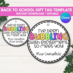 Bubbling With Excitement Gift Tag, Back to School Gift Tag, Welcome Back Gift Tag, Back to School Tag, Bubbling Excitement, Bubbles Tag