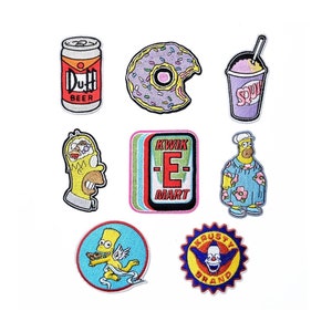 The Simpsons Iron on Patches, Cartoon,  Embroidered Round , Sew on, Iron on Popular Applique