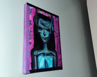 Original Vampir Leinwand Acryl Gothic Kunstwerk Handmade Sammlerstück Schlafzimmer Wand Kunst Fantasy Art Home Decor Teil eines Sets Wicca Witchcraft