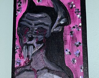 Original Vampir Acrylbild Leinwand Schlafzimmer Dekor Gothic Wicca Fantasy Wand Kunst Folklore Legenden Halloween Spooky Horror Liebhaber Geschenk