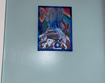 Original pastel artwork Unicorn Fantasy Wall art Gothic decor Small stretched canvas Acrylic painting bedroom Living room Games