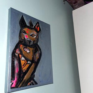 Original Acrylic Animal Painting Canvas Space Dog Fox Futuristic Wall Art Bedroom Decor Cute Gift Lover Special Edition Handmade Puppy